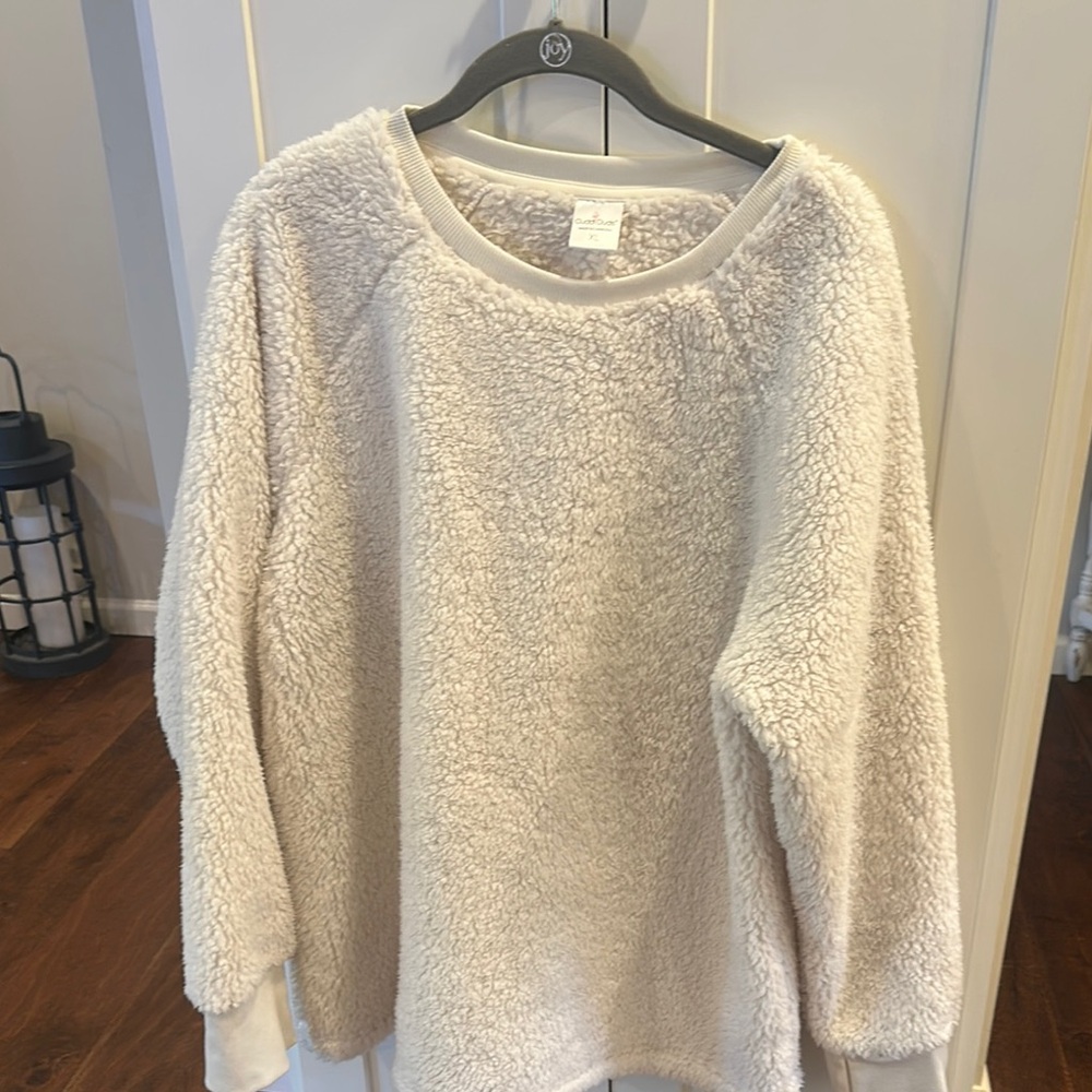 Cuddl Duds Cream Crew Neck Sweater Plush Textured